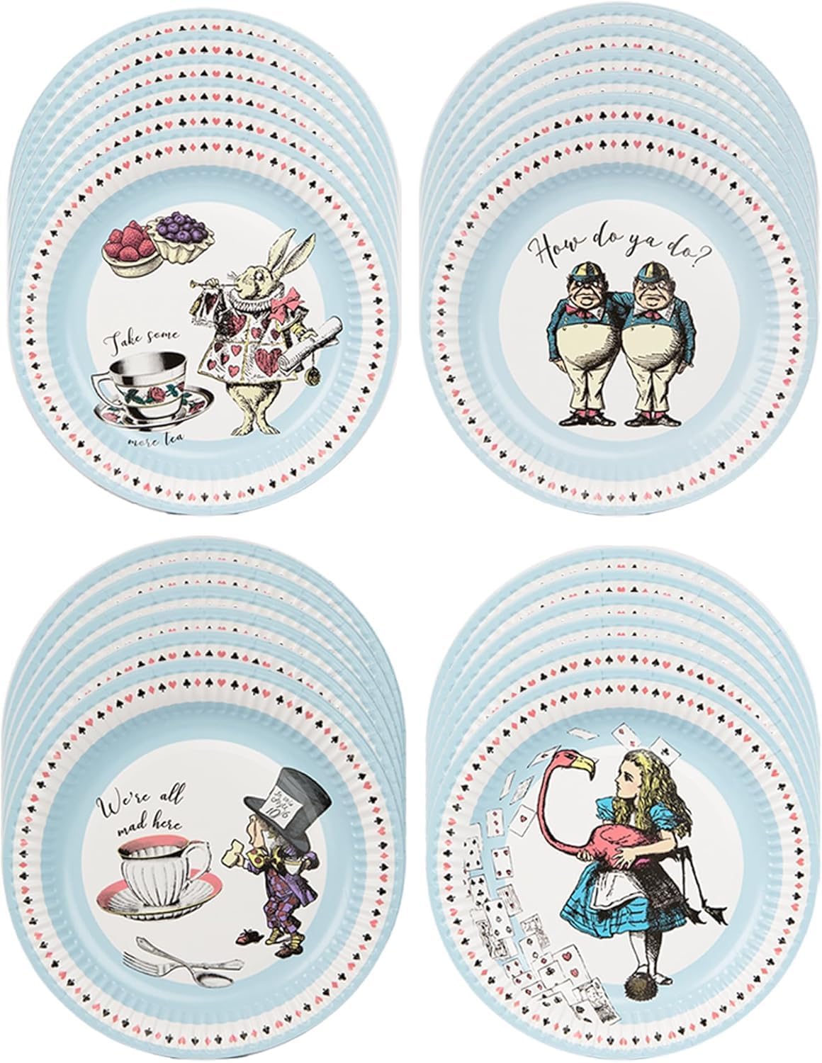 Talking Tables 50pcs Alice in Wonderland Party Set for 16 Guests, Napkins, Plates Cups, Bunting- Mad Hatter Tea Party Decorations FOR Baby Shower Mother's Day Bridgerton Wedding Birthday Decorations