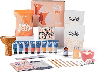 Sculpd - The Original Candle Making & Pottery Kit - Complete 2 Person Art Set: Includes Air Dry Clay, Soy Wax, Fragrance & Tools - DIY Arts Crafts Gift for Adults, Teens, Men & Women (Peony Rose)