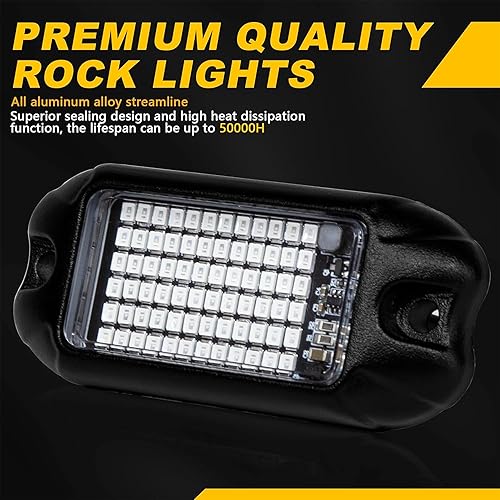 Vista 21 de Nicoko 4Pods blanco puro 72 LED SMD Chips 72 W de alta potencia Rock luces blancas superbrillantes para coche, barco, luces subterráneas IP68