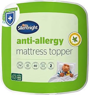 Silentnight Anti-Allergy Double Mattress Topper - Thick Deep Mattress Pad Protecting Against Allergies and Dust Mites - Hypoallergenic and Machine Washable - Double Bed, White