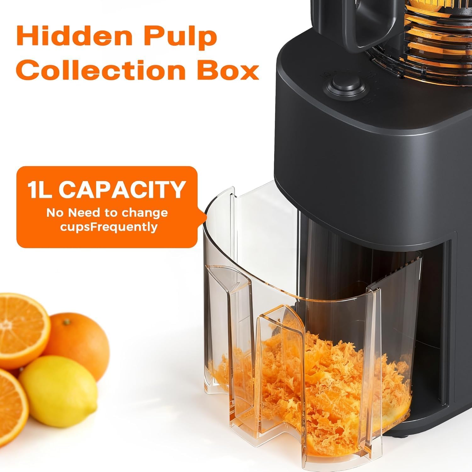 Cold Press Juicer, 5.5" Wide Feed Chute Juice Machine, High Juice Yield, Slow Masticating Juicer for Whole Vegetables & Fruits,Concealed Pulp Container Design for Aesthetic Appeal and Practicality - Image 6