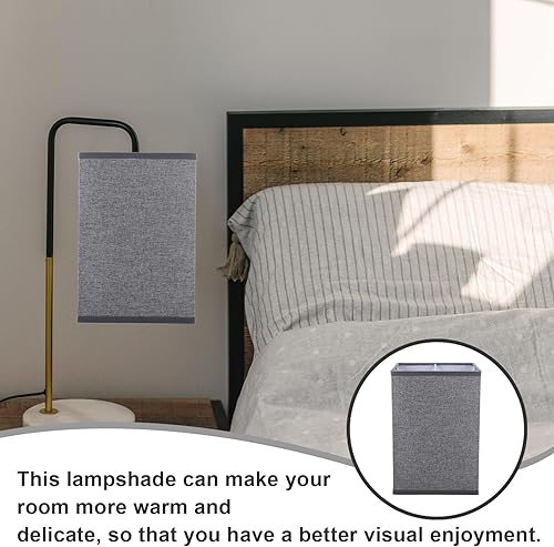Miniatura 8 de Uonlytech Pantalla cuadrada de tela de repuesto para lámpara de lino para el hogar, cubierta de lámpara de noche para lámpara de pie con clip