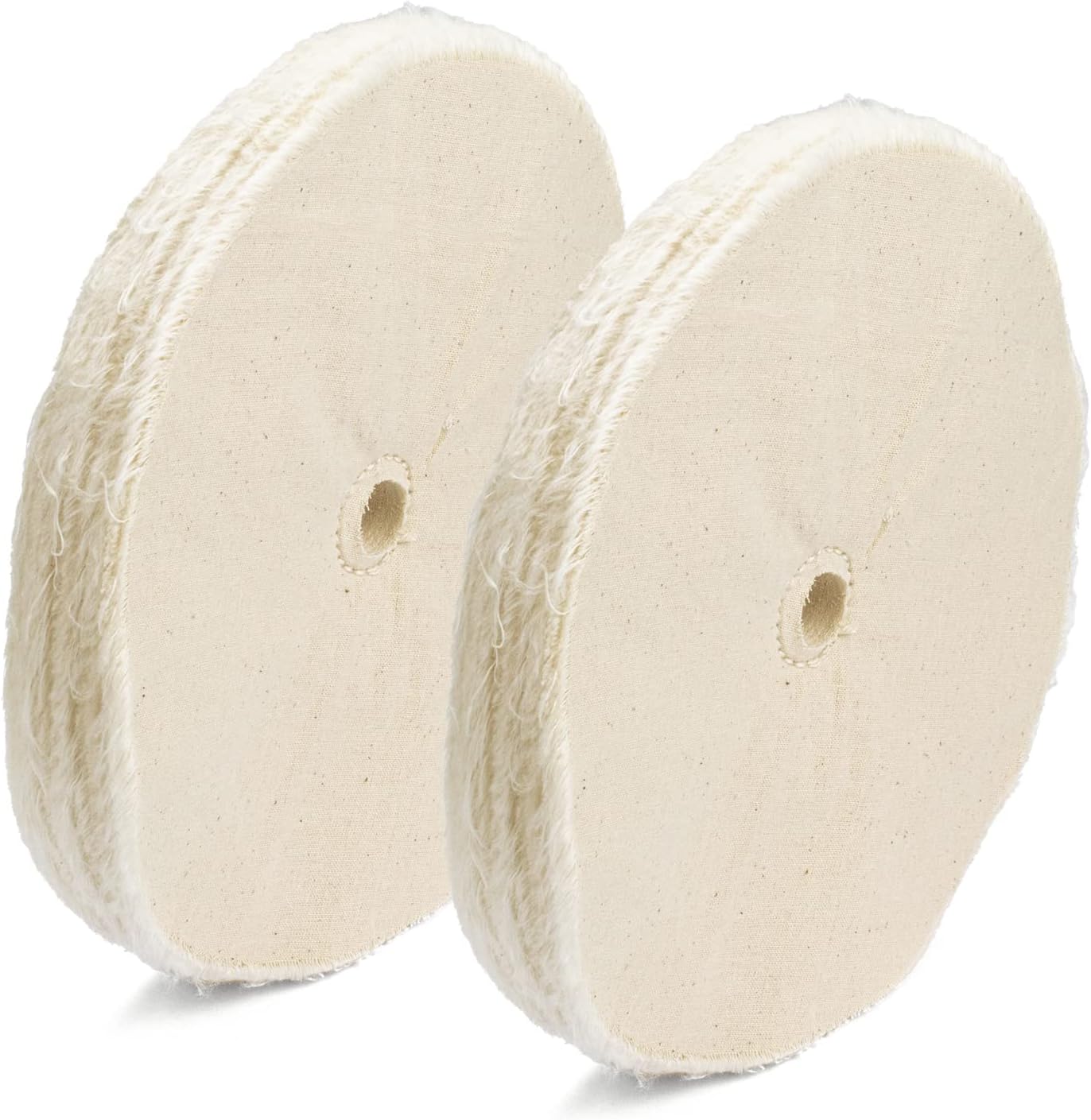 8" Loose Cotton Buffing Wheels (2 Pack) for Polishing Metal and More, for Use with Polishing Compounds, Buffing Machines & Bench Grinders (40 Ply Each)