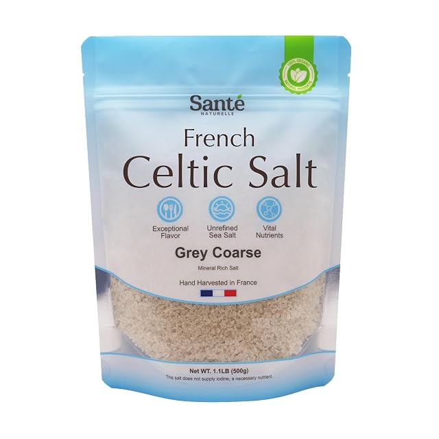 Sante Naturelle Celtic Salt Grey Coarse - 1 1lb 18oz Unrefined French Sea Salt Organic Rich in 82
