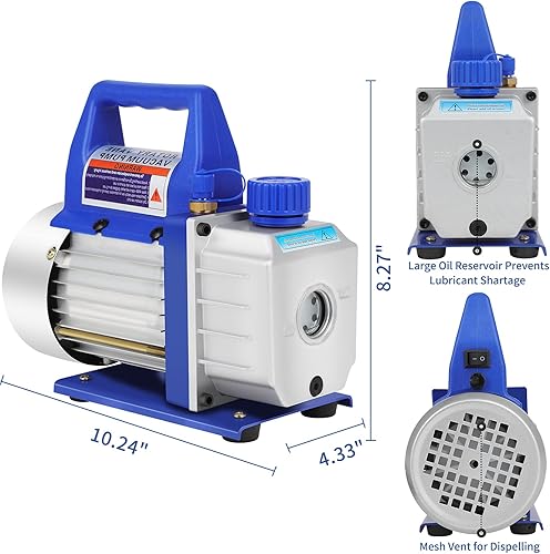 Miniatura 3 de GYZJ Bomba de vacío económica de paletas rotativas de 3.5 CFM de 14 HP de una sola etapa para aire acondicionado HVAC refrigerante recarga de