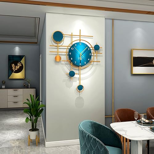 Miniatura 3 de MUMUJIN - Reloj de pared grande con péndulo, funciona con pilas, sin tictac, para dormitorio, oficina, cocina, hogar, verde, 2234 x 2534 pulgadas,