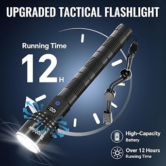 Rechargeable Flashlights High Lumens, 90,000 Lumens Super Bright LED Flashlight Tactical Flashlight with LCD Digital Display, 5 Modes Zoomable Waterproof Powerful Handheld Flashlight for Home
