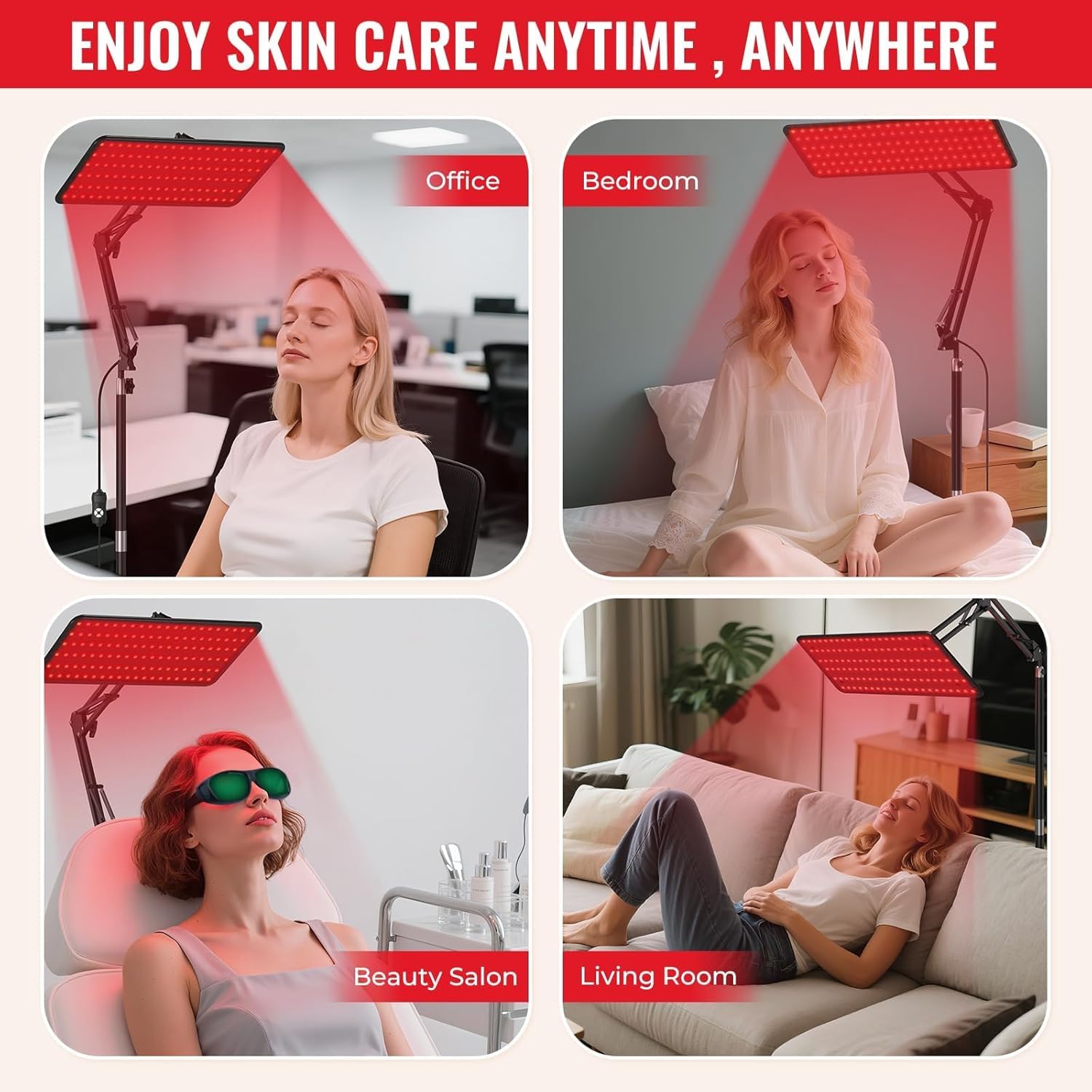 Dispositivo de terapia de luz roja para cara y cuerpo, panel infrarrojo de 120 LED con longitudes de onda de 660 nm, 850 nm, 940 nm, incluye soporte ajustable y gafas protectoras, regalo ideal para el