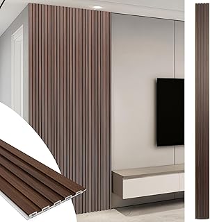 Art3d WPC Slat Wall Panels, 8-Pack 108 x 6 Inch 3D Wall Accents for Interior Wall Decor, Living Room, Bedroom,Walnut