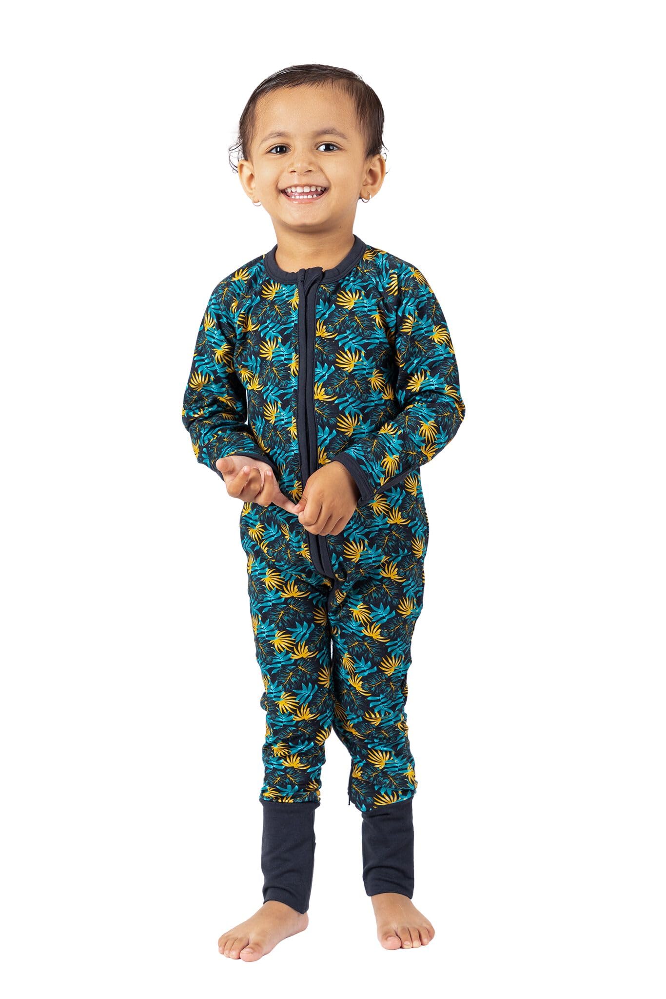 Lazytoon™ GOTS Certified Premium Organic Cotton Full Sleeves Double Zip Unisex Rompers for New Born Baby to 2 Years