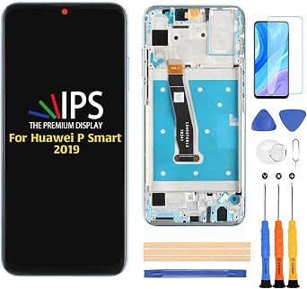 Compatible with Huawei P Smart 2019 LCD Display Screen Replacement,for P Smart 2019 Pot-LX3 LX1 LX1AF LX1RUA LX2J Display LCD Panel Repair Parts Kit,with Tempered Glass+Tools Black with Frame