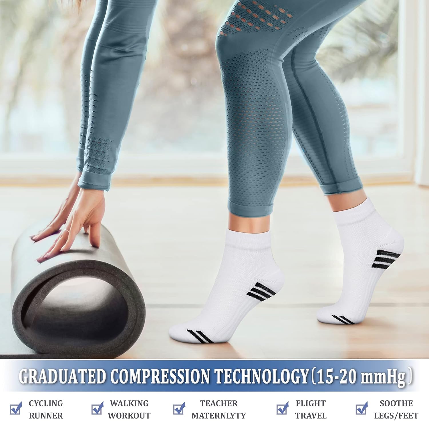 CHARMKING Compression Socks for Women & Men Circulation 15-20 mmHg is Best for Athletic Running Cycling Nurse Daily Wear - Image 3