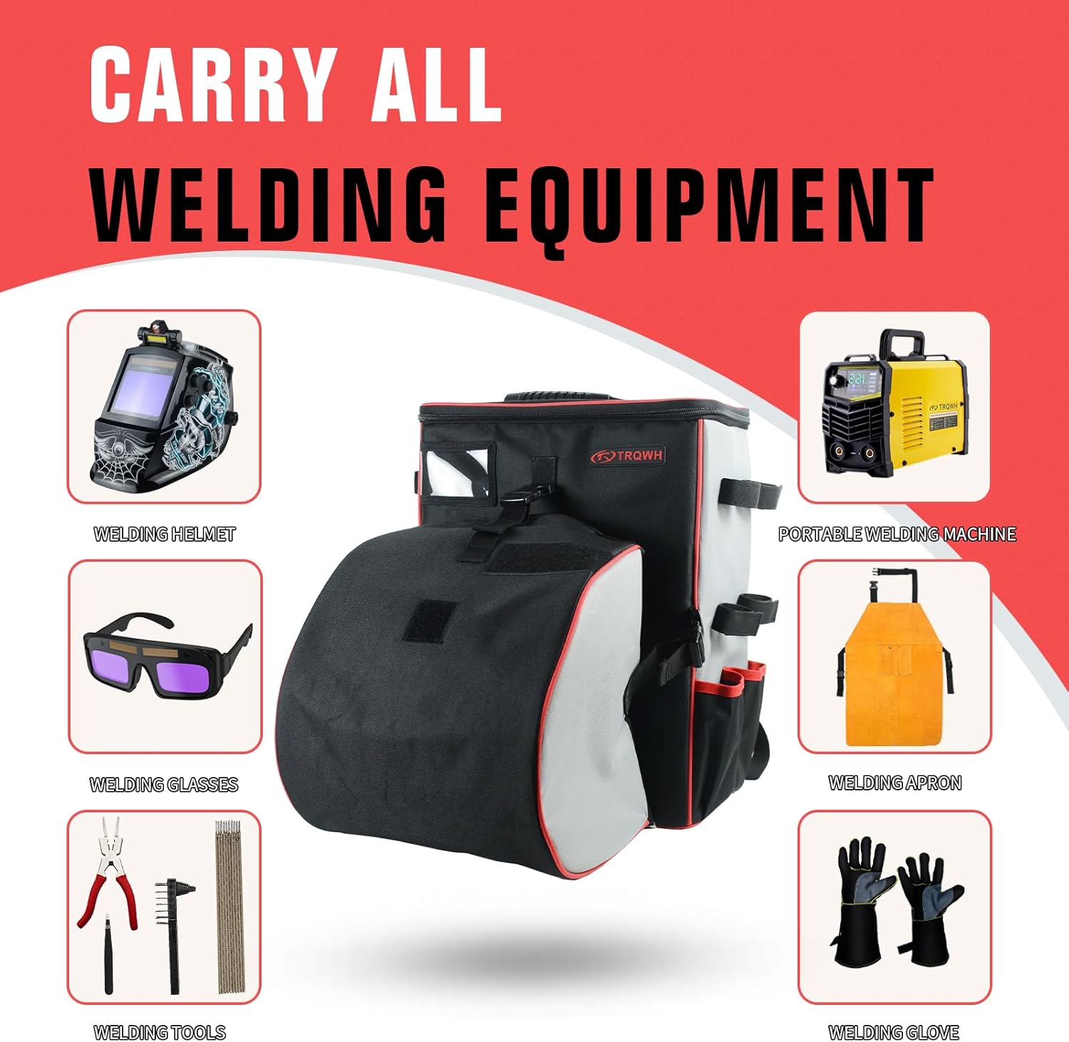 TRQWH Welding Backpack for Men Waterproof Reinforced Bottom Large Capacity Extreme Gear Pack with Helmet Catch Multipurpose Welding Tools Backpack - Image 2