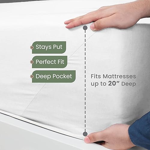 Miniatura 7 de EcoPure - Juego de sábanas de 4 piezas tamaño matrimonial, sábanas 100% algodón orgánico, sábanas lavadas cómodas, refrescantes, sábanas de bolsillo