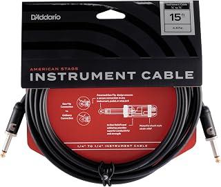 Guitar Cable - American Stage - Made in the USA - Geo Tip for Secure Connection - 1/4 Inch Male to 1/4 Inch Male - 15 Feet - Straight Ends - 1 Pack