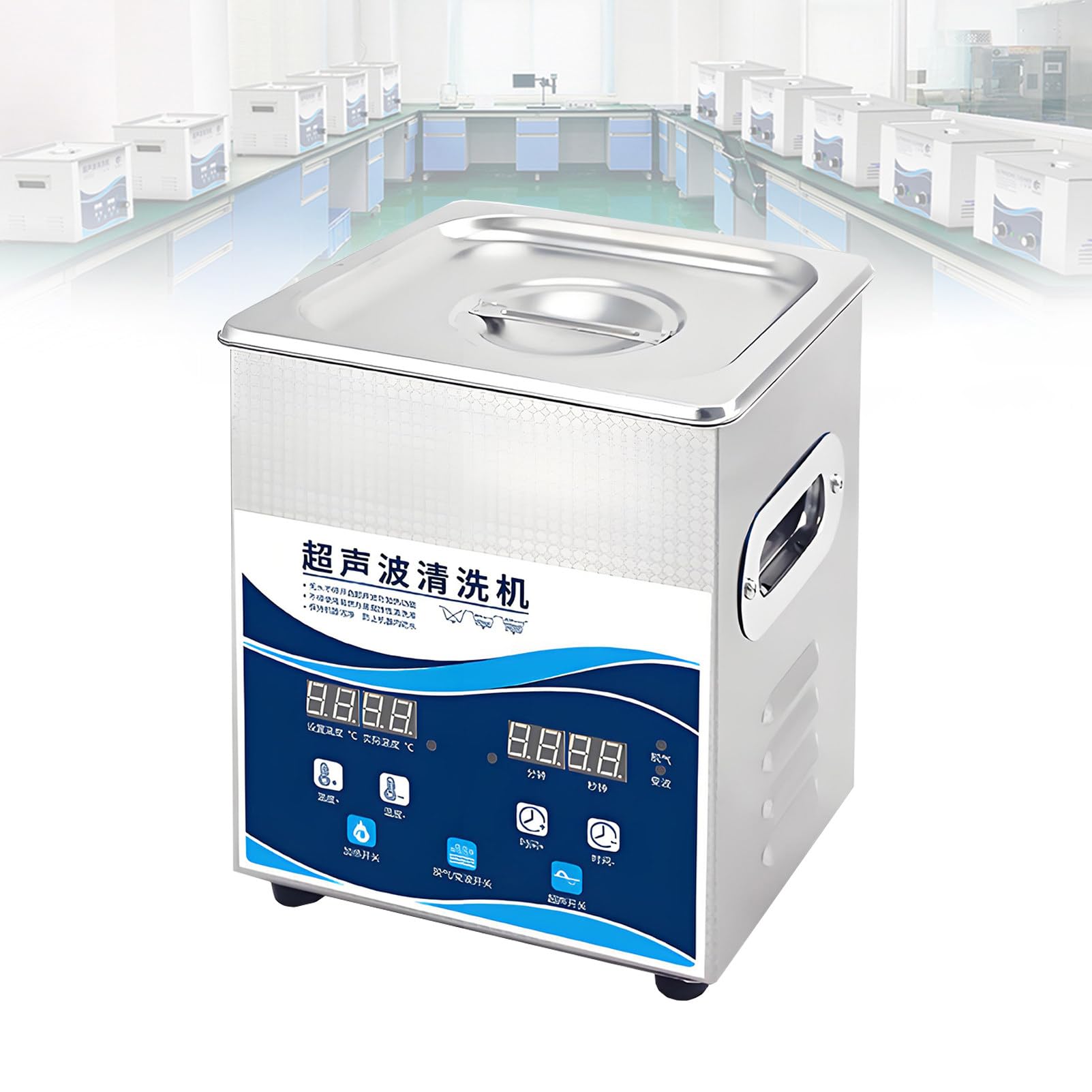 Limpiador Ultrasonidos Profesional de Acero Inoxidable Máquina de Ultrasonido con Temporizador Digital Temperatura Ajustable para Herramientas de Laboratorio Carburador 202-2L