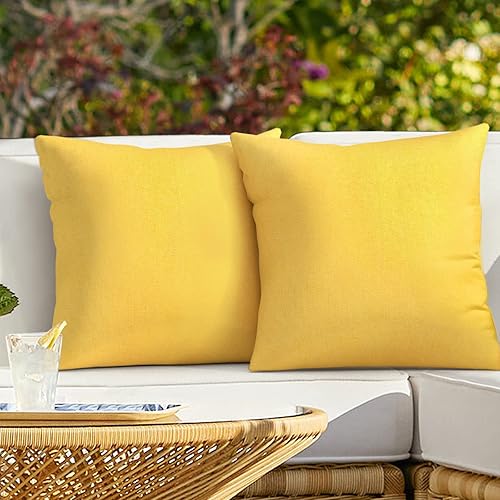 Paquete de 2 fundas de almohada para exteriores, fundas de almohada decorativas de línea sólida, impermeables, para jardín, patio, sofá, decoración