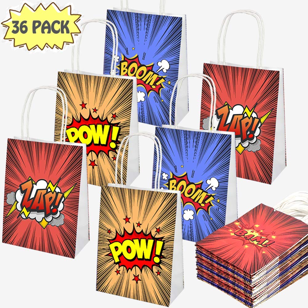 POKONBOY 36 Pack Party Favors Bags Party Supplies, Theme Birthday Party Supplies Gifts Bag Treat Bags Decorations for Kids Boys Christmas (6 Designs)