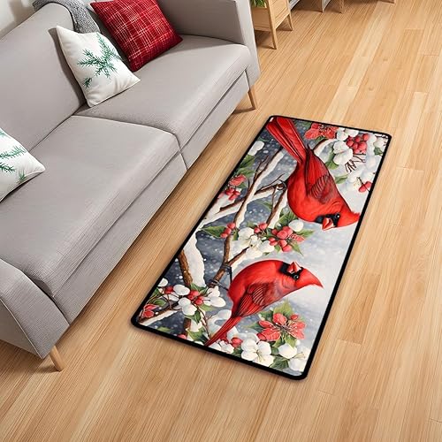 Miniatura 9 de Alfombra Cardinal para corredor, antideslizante, lavable, 40 x 20 pulgadas, decoración de Navidad, decoración interior del hogar, tapete para cuarto