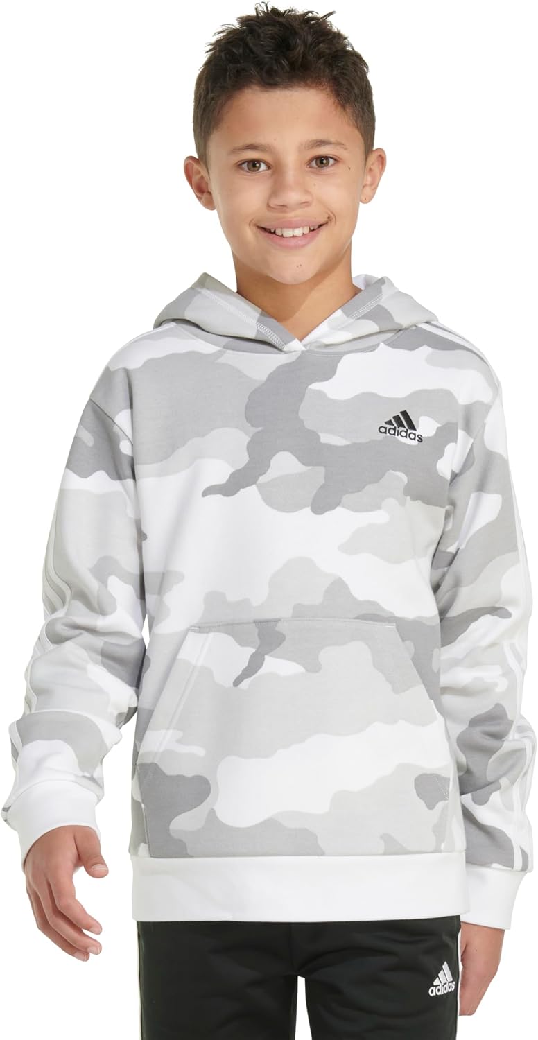 adidas Kids Boy's Grid Print Hooded Fleece (Big Kids)