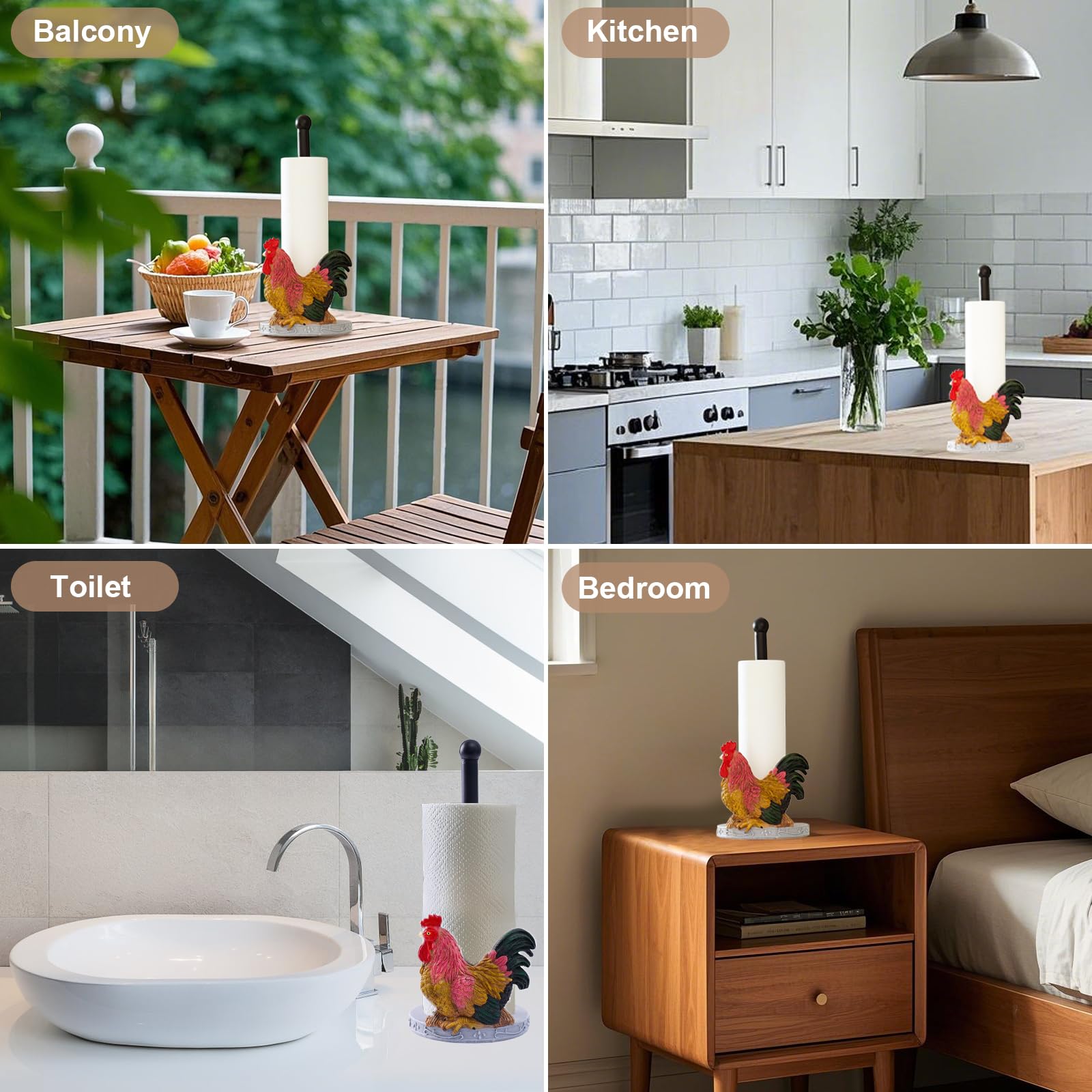 Soporte para toallas de papel de cocina de gallo – Accesorios de decoración de cocina para el hogar – Toallero de resina para encimeras – Regalos para los amantes del gallo 5