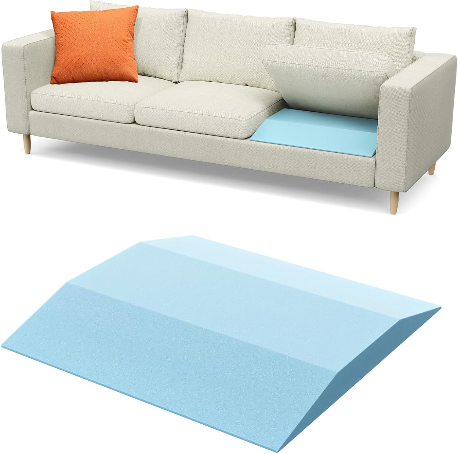 couch cushion support for sagging seat - 20" x 20" high-density trapezoid foam sofa cushion supports board, couch supporter for under the cushions, blue set of 1 firm 1p