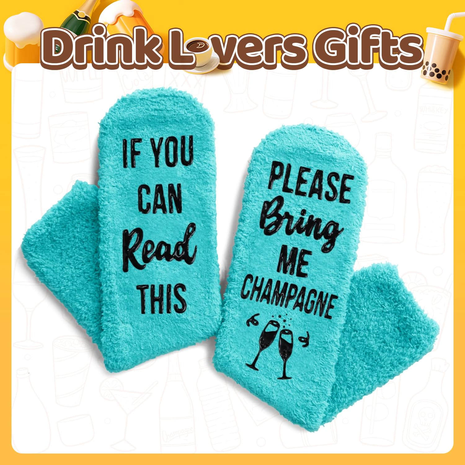 HAPPYPOP Funny Gifts for Women Men - Boba Tea Taco Gifts for Her, Bourbon Coffee Socks