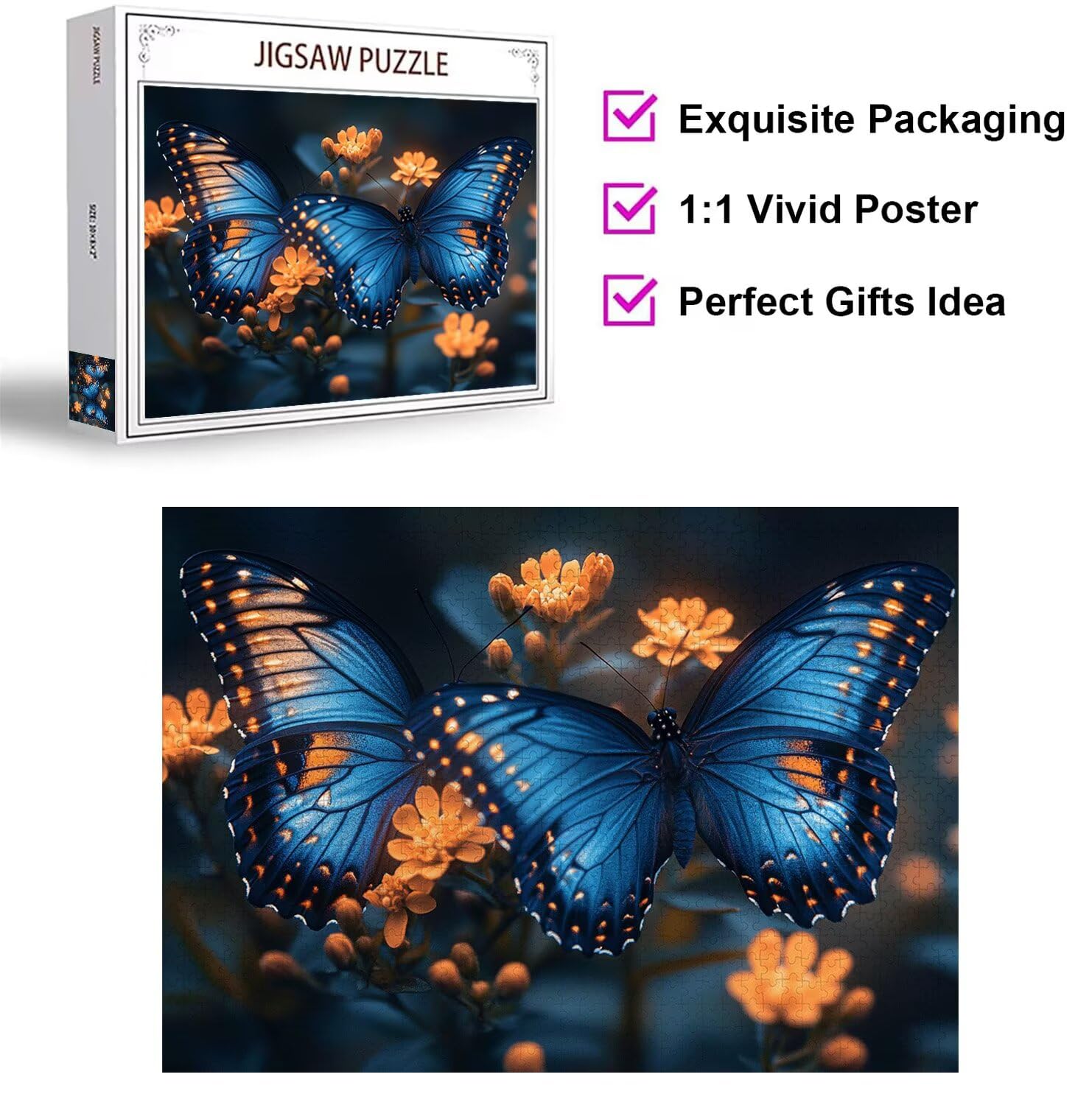 Puzzle dla dorosłych 2000, kwiat motyl, 99 x 70 cm, n-267