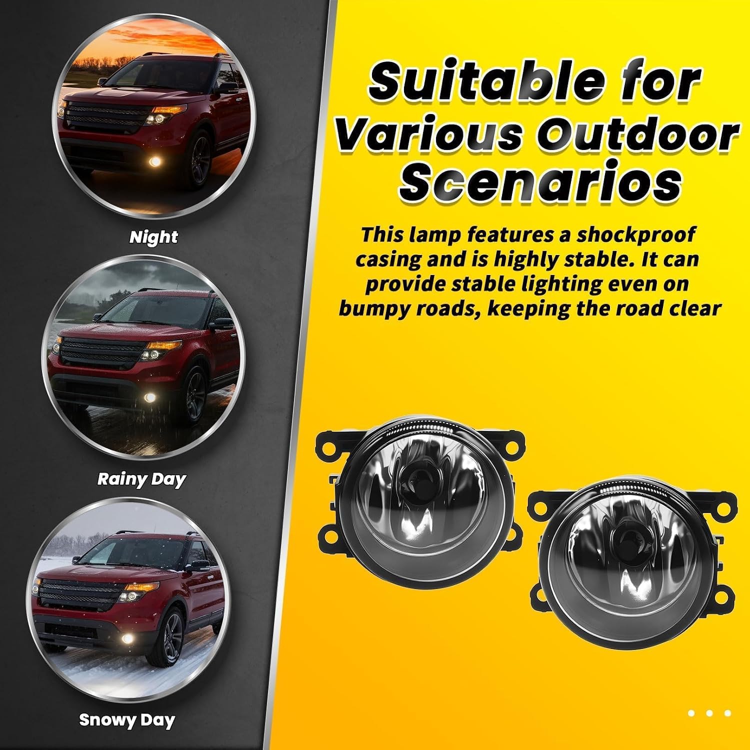 Pair Driving Fog Lights Assembly Compatible with 2013 2014 2015 Explorer Clear Fog Lamps w/Switch and Wiring FO2602103 FO2603103 FO2592217
