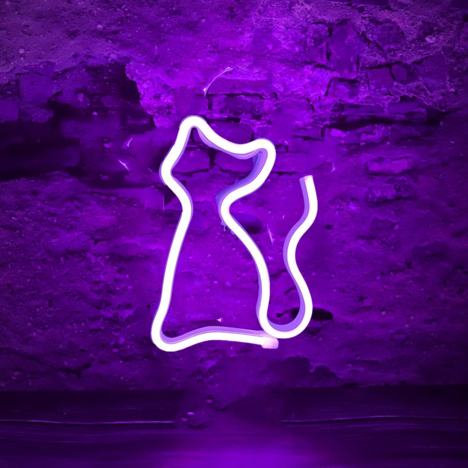LED Cute Cat Neon Sign Battery/USB Powered Halloween Cat Neon Light Cat Decorations for Bedroom Bar Office Desk Table Wall Art Decor Gifts