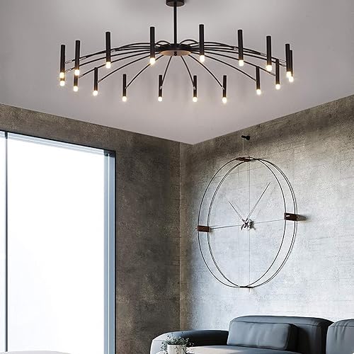 Miniatura 6 de Lámpara de araña moderna de metal negro, lámpara colgante de metal retro, lámpara de techo nórdica para comedor, cocina, sala de estar, dormitorio,