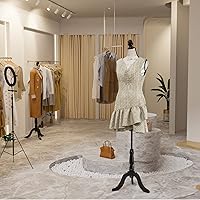 Vista 7 de Bonnlo Maniquí de costura, apto para clavar alfileres, para vestido de mujer, con base de trípode de madera., 6 Beige