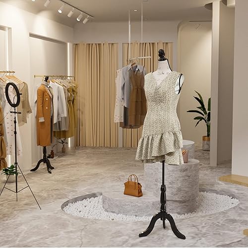 Miniatura 7 de Bonnlo Maniquí de costura, apto para clavar alfileres, para vestido de mujer, con base de trípode de madera., 6