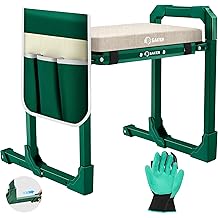 Saker Garden Kneeler and Seat Foldable Gardening Stool with Extendable Legs &amp; Thickened Pad, Tool, Heavy Duty Support for Elderly, Gardening, Outdoor Use