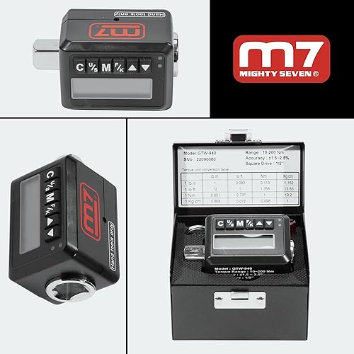 Miniatura 3 de M7 GTW-940 Adaptador de llave dinamométrica digital de 12 pulgada, convierte llaves de trinquete de 12 pulgada en herramientas de precisión,