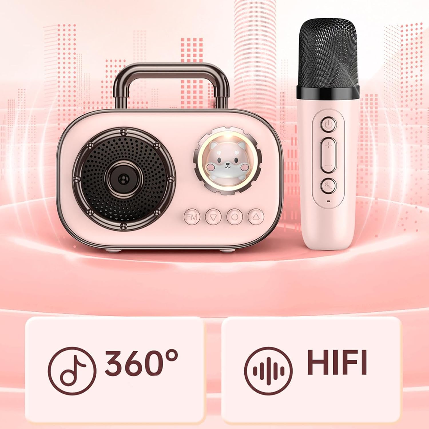 Karaoke Machine for Kids,Portable Karaoke Machine,Wireless Karaoke Machine with 2 Microphones - Rechargeable Dual Microphone Connection Audio Supplies for Home, Dining Room, Coffee