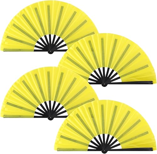 Miniatura 56 de Paquete de 4 ventiladores de mano plegables grandes para baile de línea, ventilador chino de Kung Fu de mano, abanicos plegables decorativos