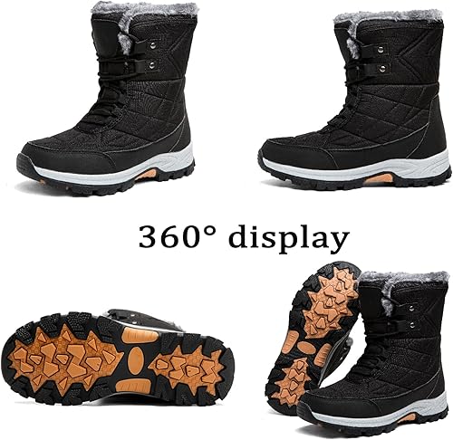 Miniatura 6 de Botas de nieve para mujer, botas de invierno para mujer, botas de nieve con forro de piel para mujer, botas de invierno antideslizantes para mujer,