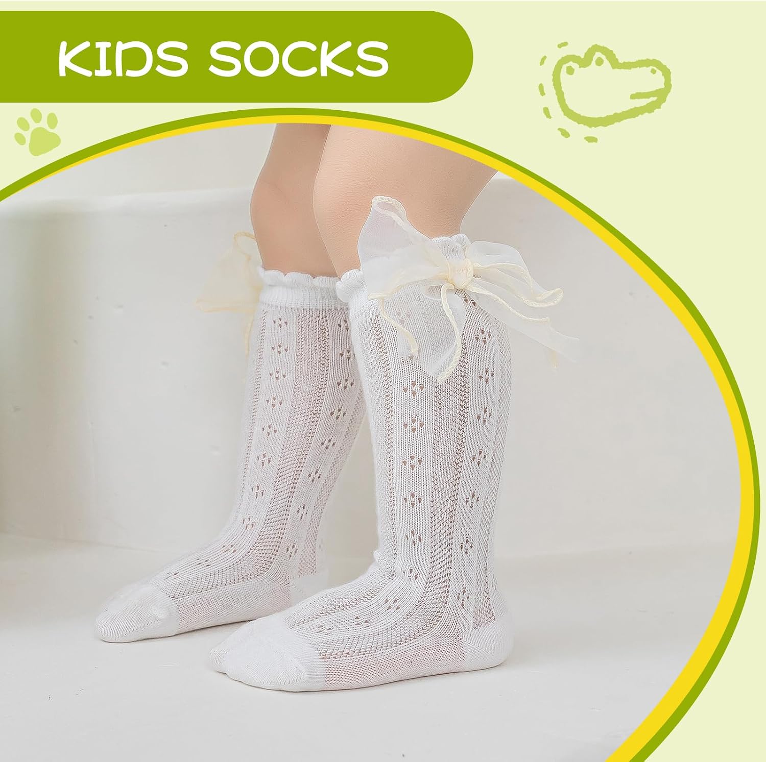 Baby Knee High Socks With Bow Ruffles Toddler Long Socks Polyester Infant Dress Socks seasonal spring/summer styles