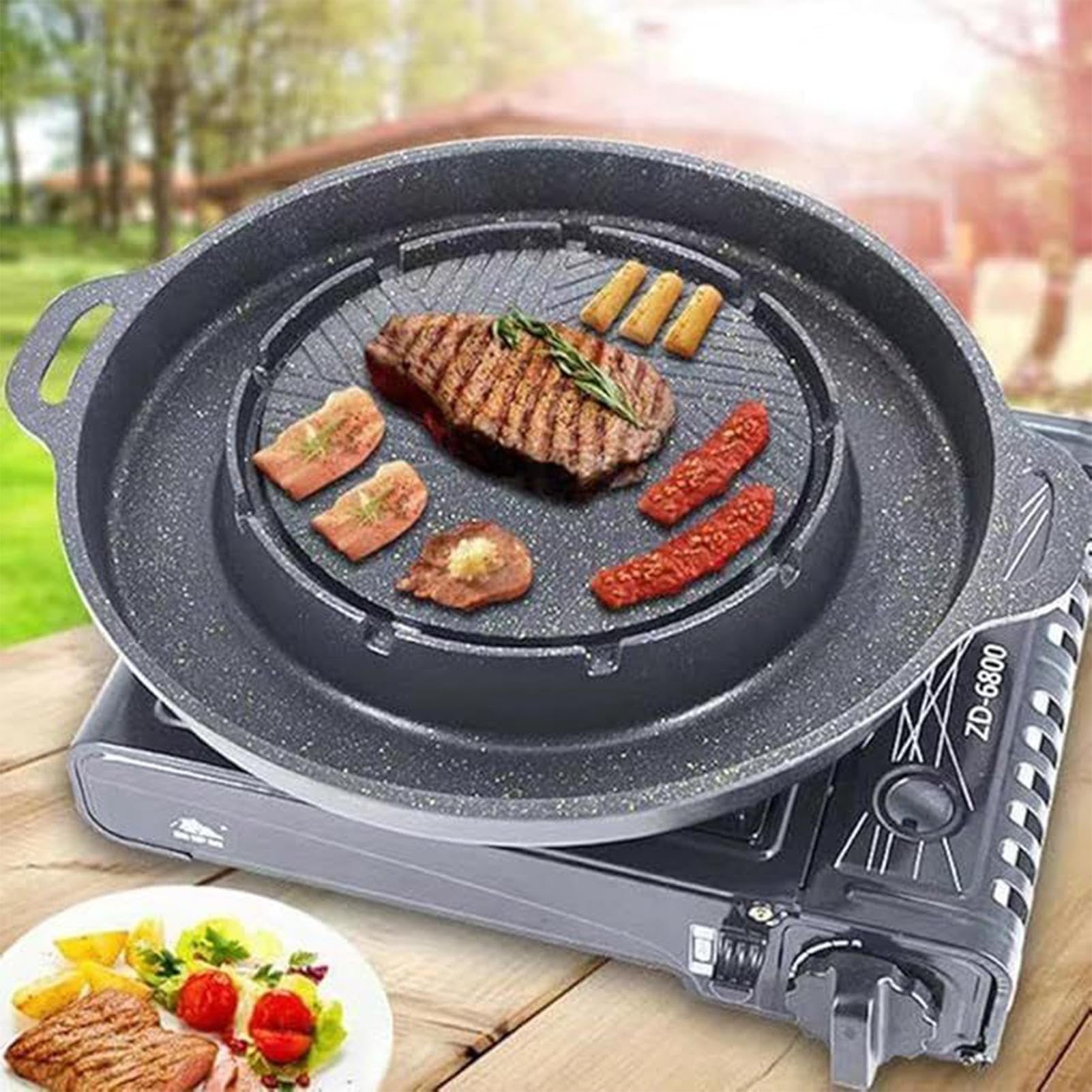 Patelnia Grill I Hot Pot 2 W 1 Grillowa Patelnia Wewnętrzna