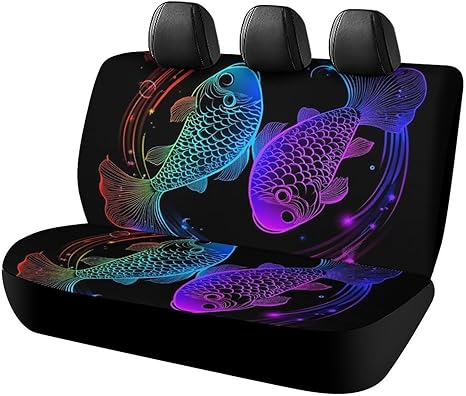 Auto Back Seat Covers, Constellation Zodiac Sign Pisces Vehicles Rear Bench Cover Universal Fit Car Back Seat Protector for Trucks