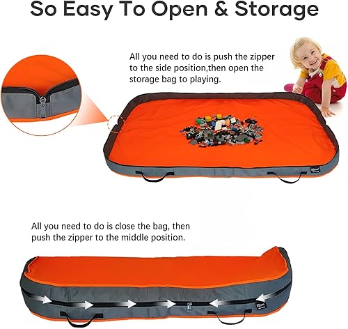 Miniatura 3 de BBpara - Cesta de almacenamiento de juguetes Alfombra de juego para ladrillos y bloques de construcción - Bolsas de almacenamiento de juguetes