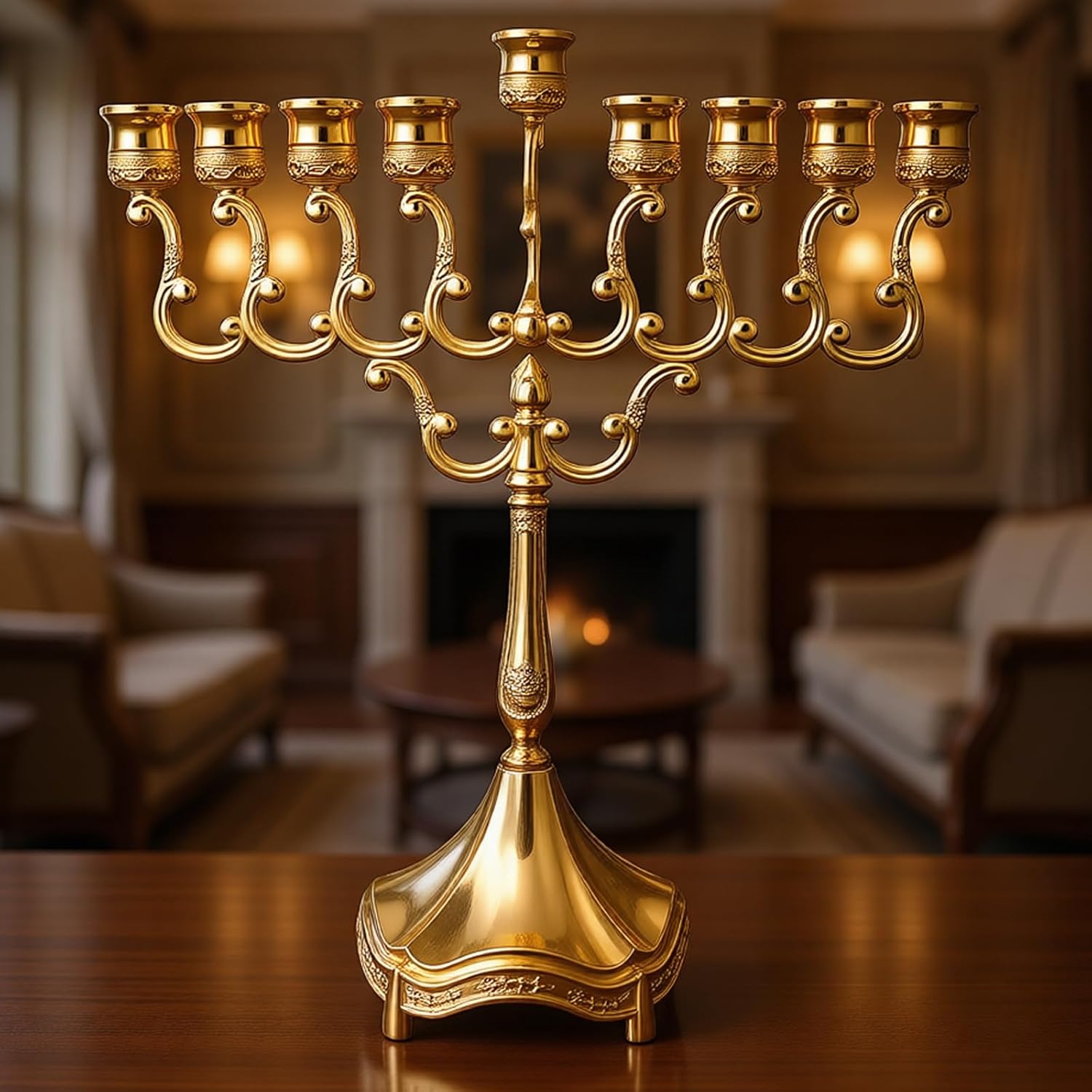 9 Branch Hanukkah Stand Artistic Holders Elegant Menorahs for Home and Festives Dining Party Decors Menorahs Candleholder