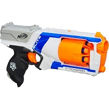 Strongarm Nerf N-Strike Elite Toy Blaster with Rotating Barrel, Slam Fire, and 6 Official Nerf Elite Darts for Kids, Teens, and Adults -