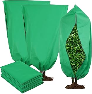 Headley Tools Plant Covers Freeze Protection, 3 Packs 47.2" X 70.8" Large Plant Frost Blanket, Tree Wrap Freeze Cloth Plant Protection Covers Bags Fabric for Winter Frost Cold with Zipper Drawstring