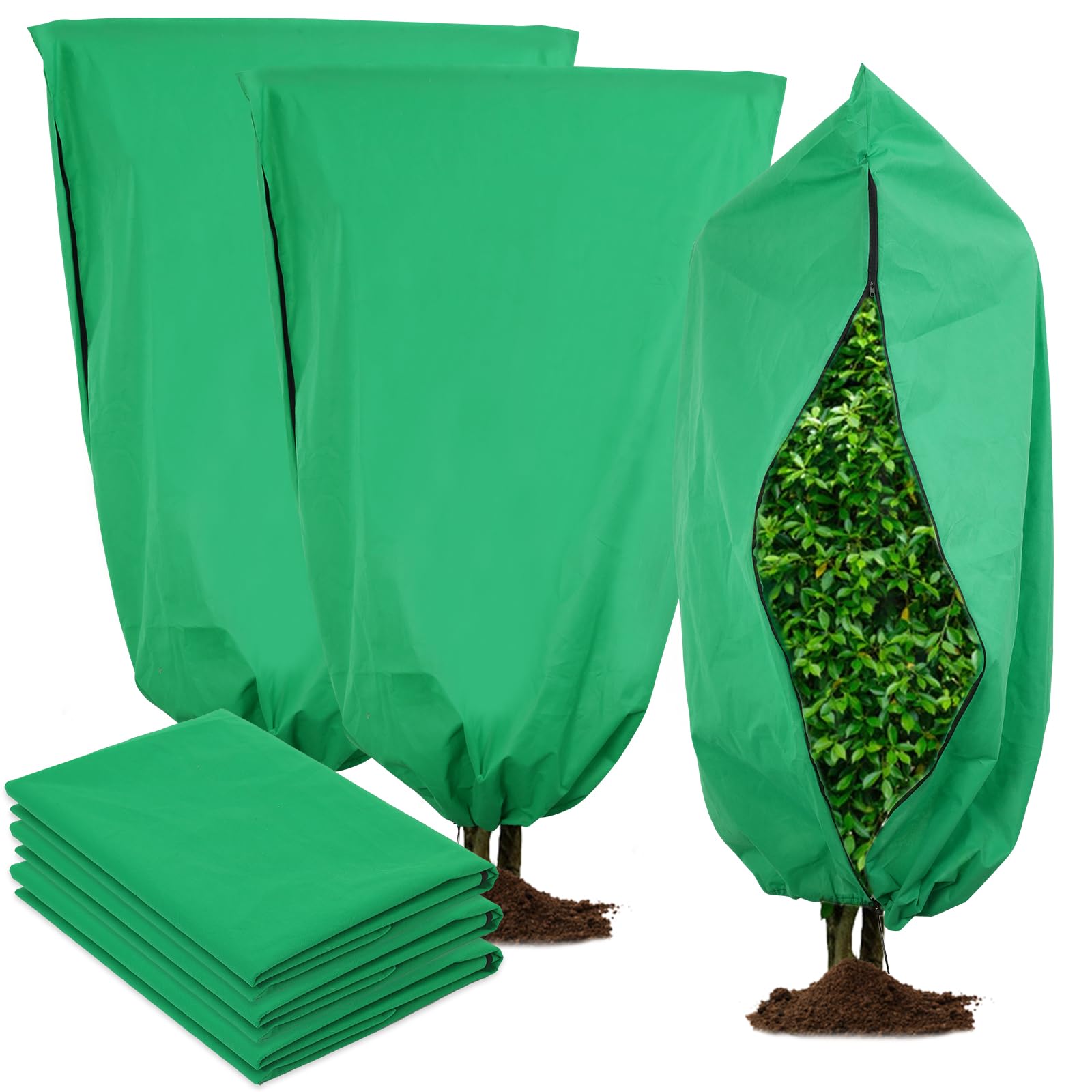Headley Tools Plant Covers Freeze Protection, 3 Packs 47.2" X 70.8" Large Plant Frost Blanket, Tree Wrap Freeze Cloth Plant Protection Covers Bags Fabric for Winter Frost Cold with Zipper Drawstring