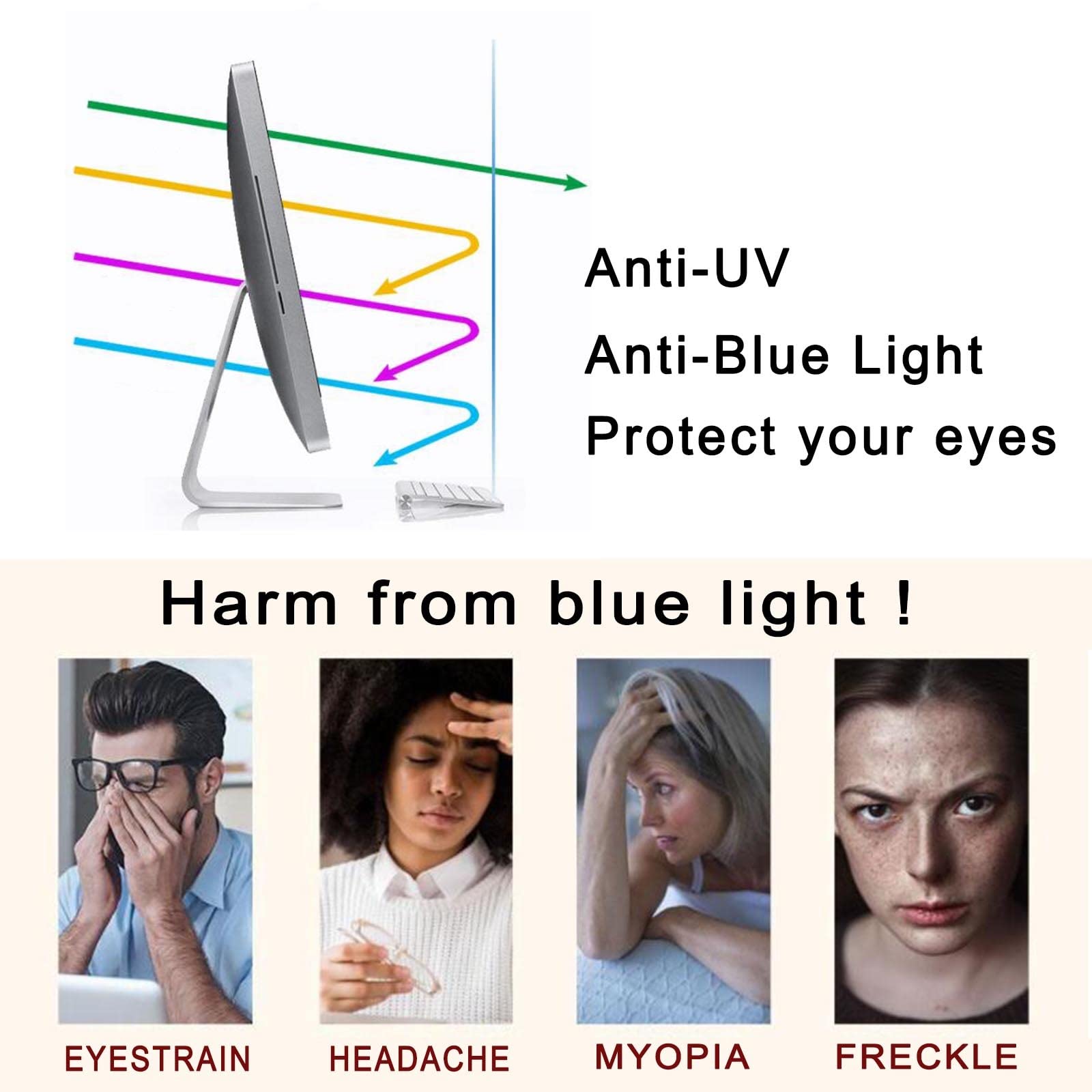 Pellicola Protettiva per Schermo Portatile Tipo Appeso, Filtro Anti-Luce Blu, Filtro Anti-UV Dannoso per Computer per La Protezione degli Occhi, Pellicola Protettiva Tras,Diagonal-17in/43.2cm