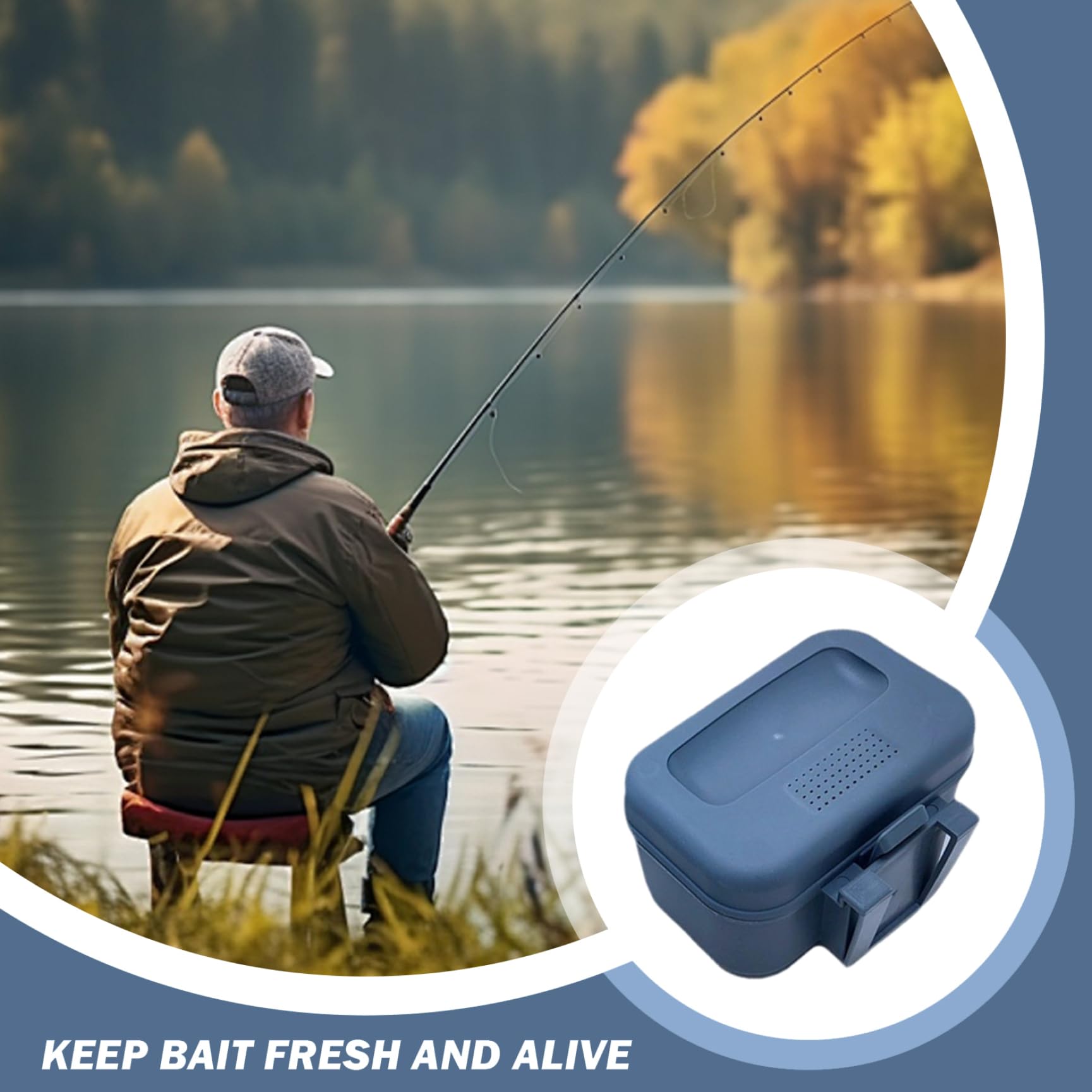 Caja de gusano, caja de cebo vivo de pesca de plástico, balde de cebo de agujeros transpirables con tapa a prueba de fugas, clip en recipiente de gusano para el cinturón, cubo