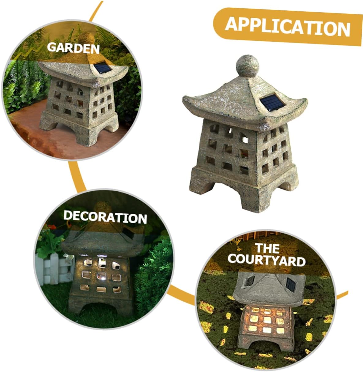 TEHAUX Solar Pagoda Garden Light Japanese Decor Landscape Lighting for Outdoor Spaces Solar Walkway Lights for Holiday Festivities