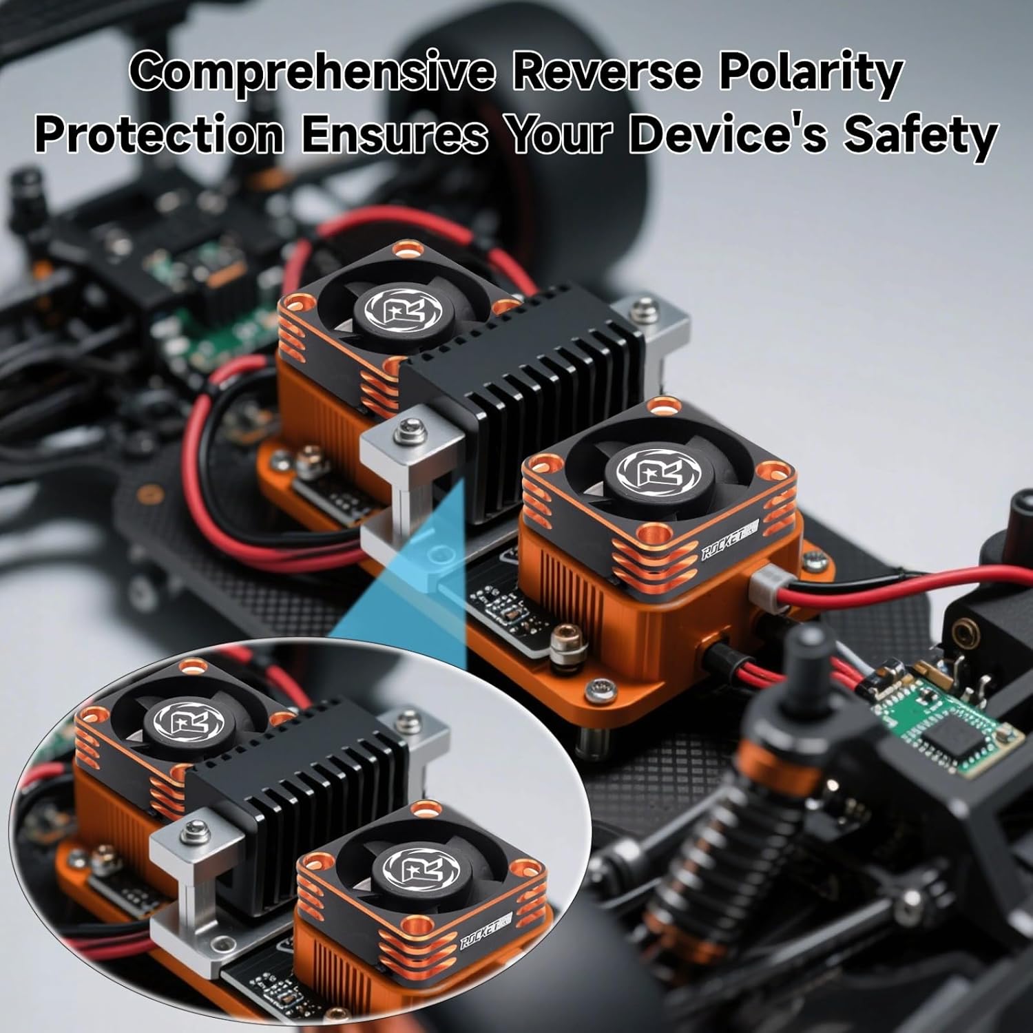 2 Pack 30mm RC Motor Heatsink 28000RPM ESC Cooling Fan for Rc Model 1/8 1/10 1/12 Scale RC Car Truck Buggy Truggy 540 550 Brushless Motor (Orange)